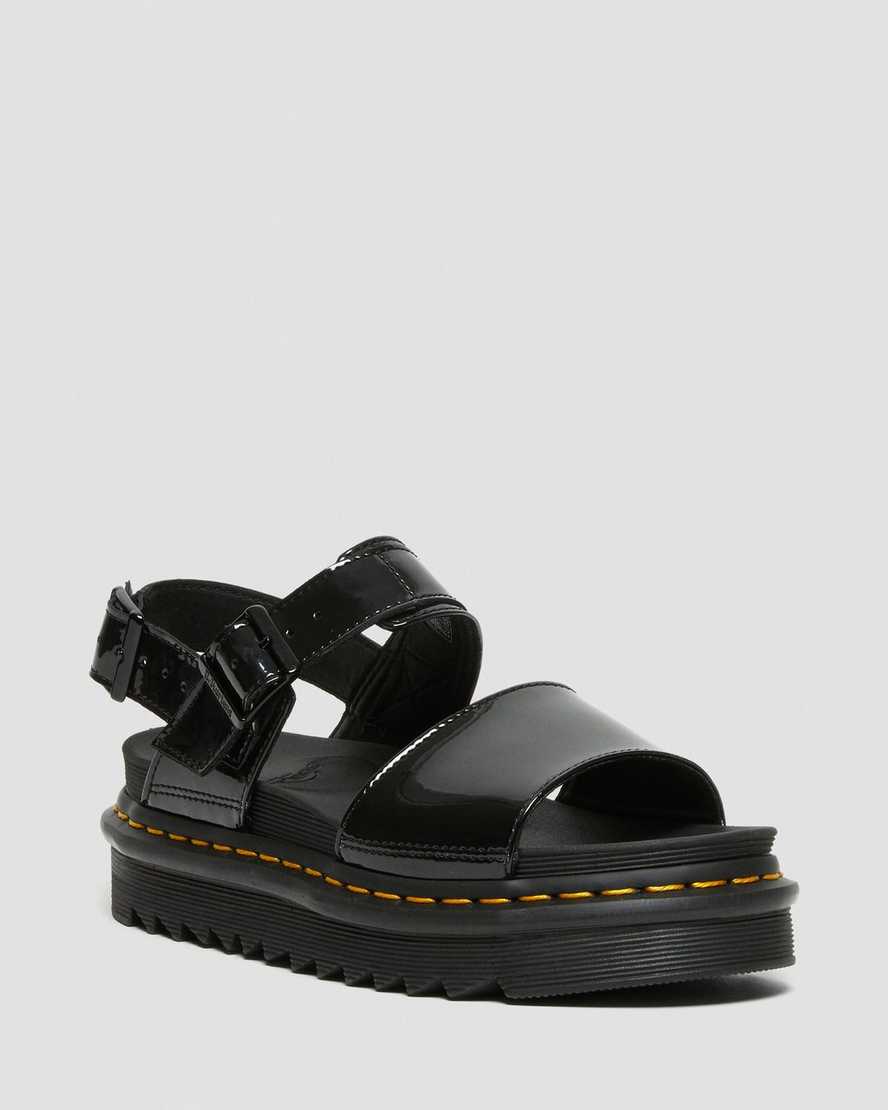 Dr. Martens Voss Patent Nahka Strap Naisten Platform Sandaalit - Mustat Sandaalit [047-HWVRPY]